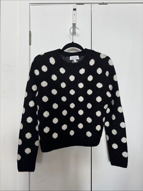 Polka Dot Crewneck Sweater - Black & White
